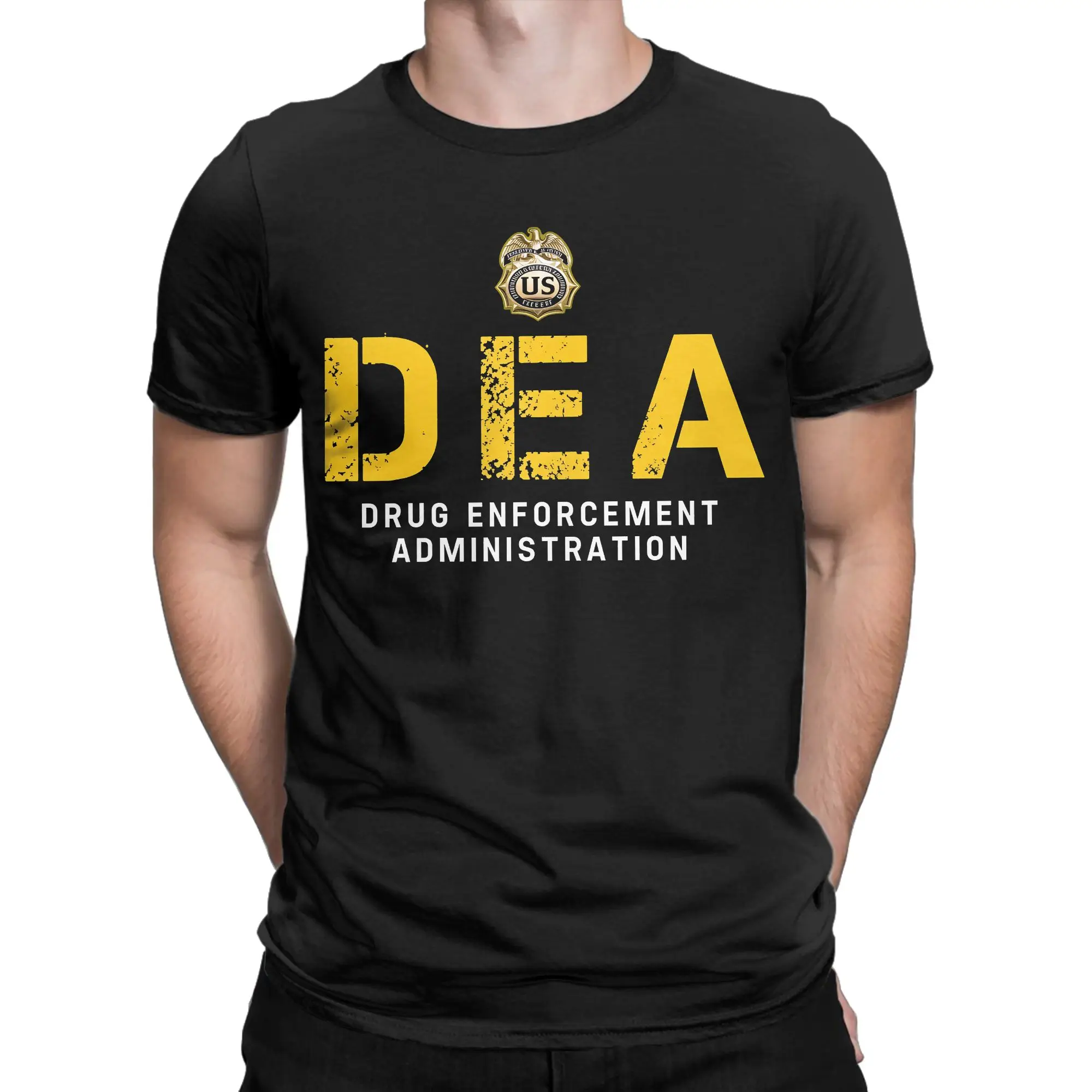 Funny DEA US Federal Interdiction Agency Police T-Shirts for Men Round Collar Pure Cotton T Shirt Short Sleeve Tees Clothes