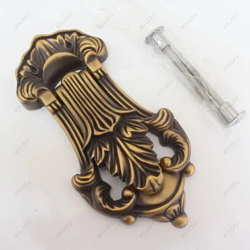 European Style Retro Door Anti-theft Door Carved Knocker Nordic Style Zinc Alloy Cyan Antique Red Antique Coffee Color Knocker