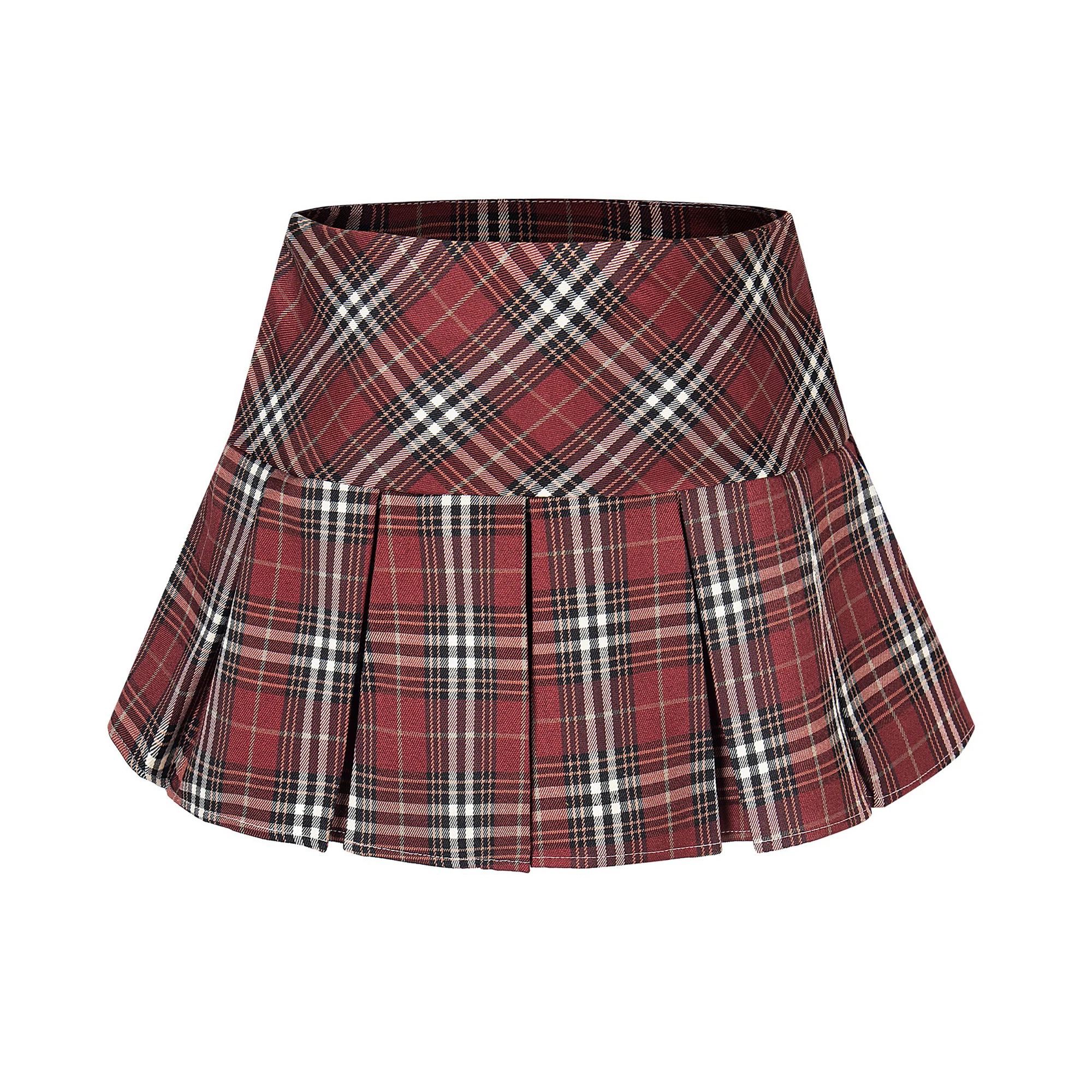 

Pink Plaid A-Line Skirt Women's Summer High Waist Pleated Slimming School Sle Anti-Light Skirts Korean Sle f-length