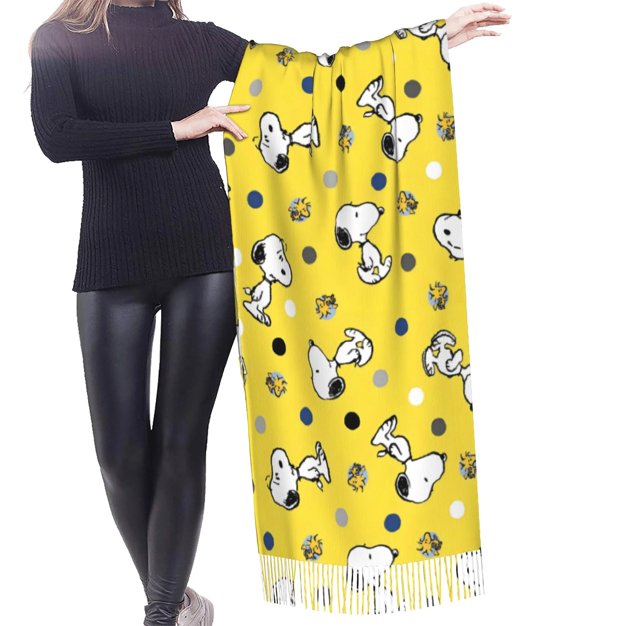 Custom Print S-snoopied Dog Scarf Women Men Winter Warm Scarves Anime Manga Shawls Wraps