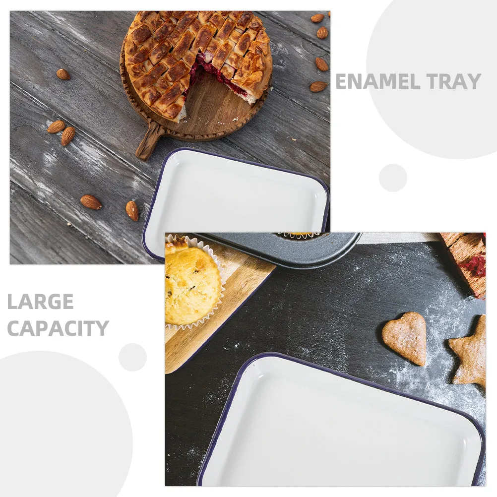 

Прямоугольный противень из белой эмалированной керамики, сверхпрочный, для гриля, выпечки и сервировки, подходит для мытья в посудомоечной машине, с антипригарным покрытием, для духовки