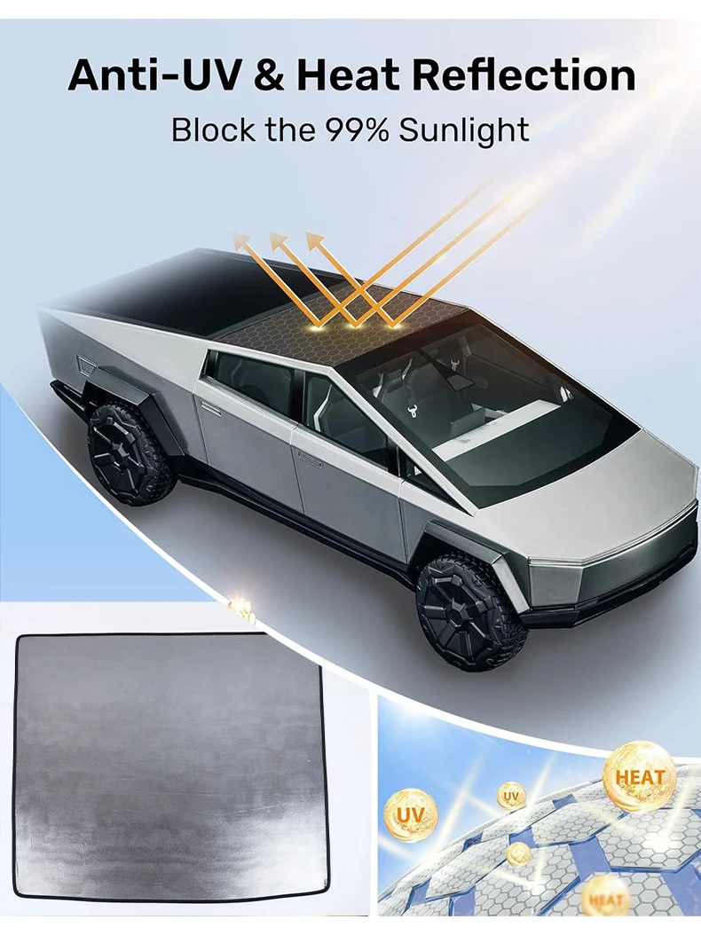 Sunshade Roof Heat Insulation Foldable Roof Sun Shade for Tesla Cybertruck 2024 Accessories