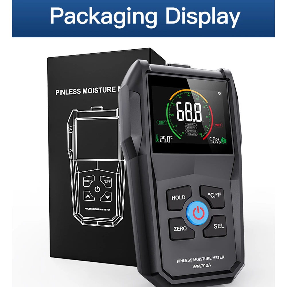 For Excess Moisture WM700A Moisture Meter for Wood Gypsum Board Brick Masonry Measures 0% to 55% with Buzzer Alarm
