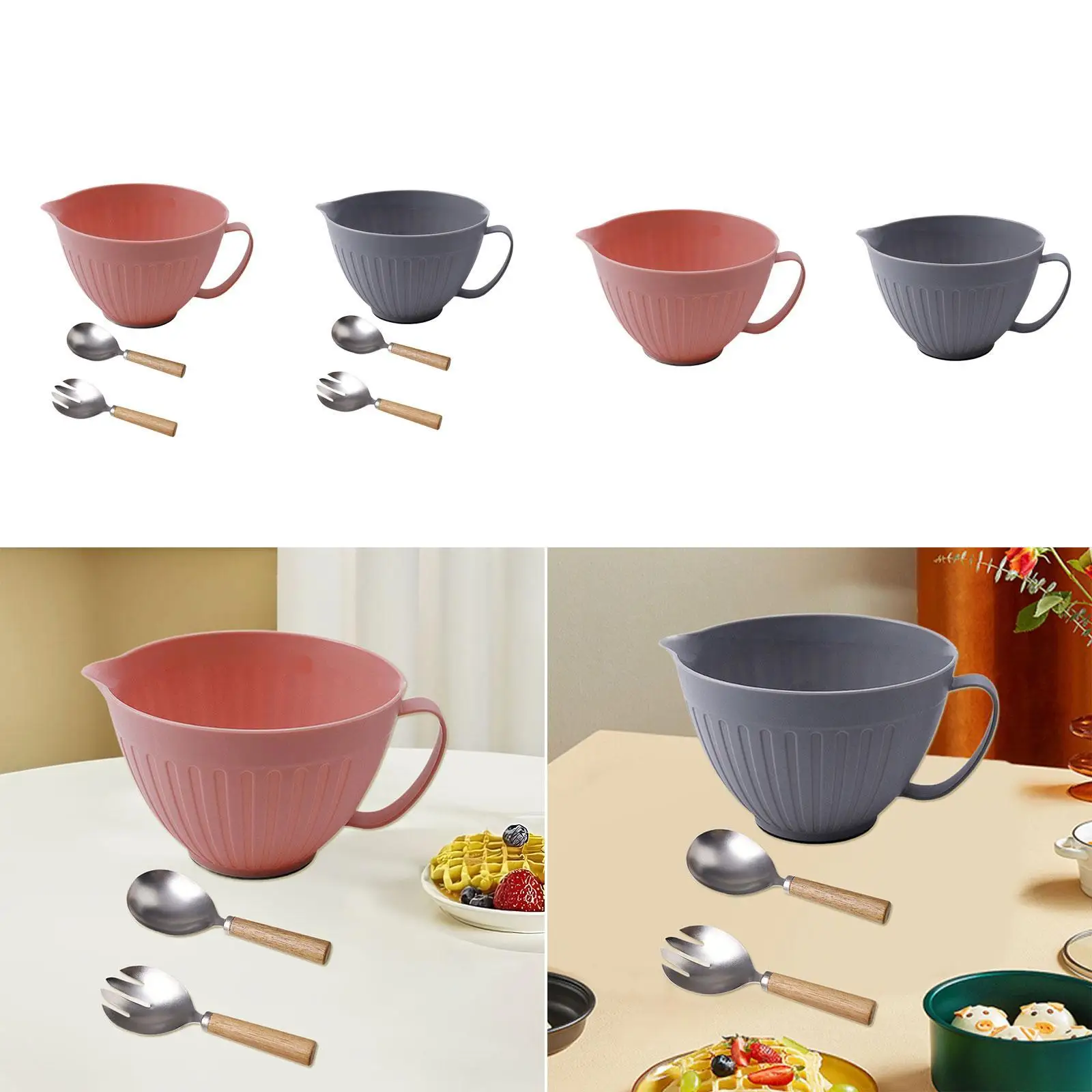 وعاء خلط مع صنبور وعاء سلطة بمقبض طويل للوجبات الخفيفة والحلوى والمطبخ