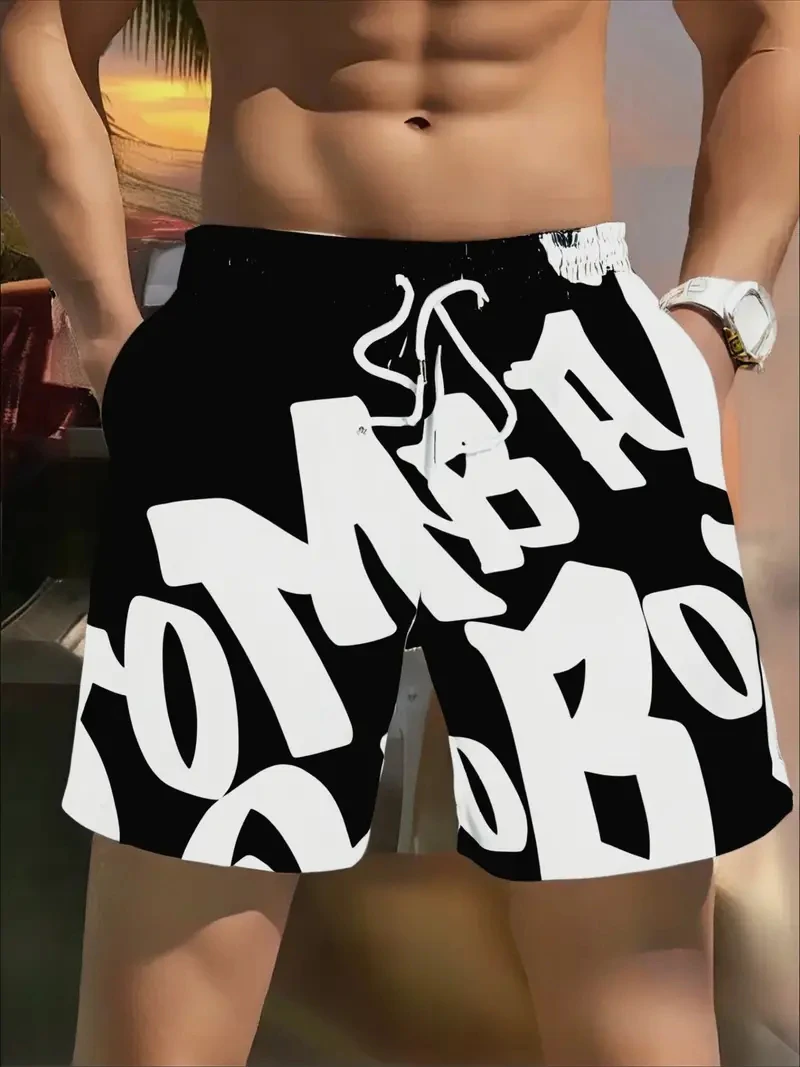 

Гавайские мужские быстросохнущие пляжные шорты, летние дышащие шорты для плавания больших размеров, праздничные шорты для серфинга с эластичной резинкой на талии и шнурком