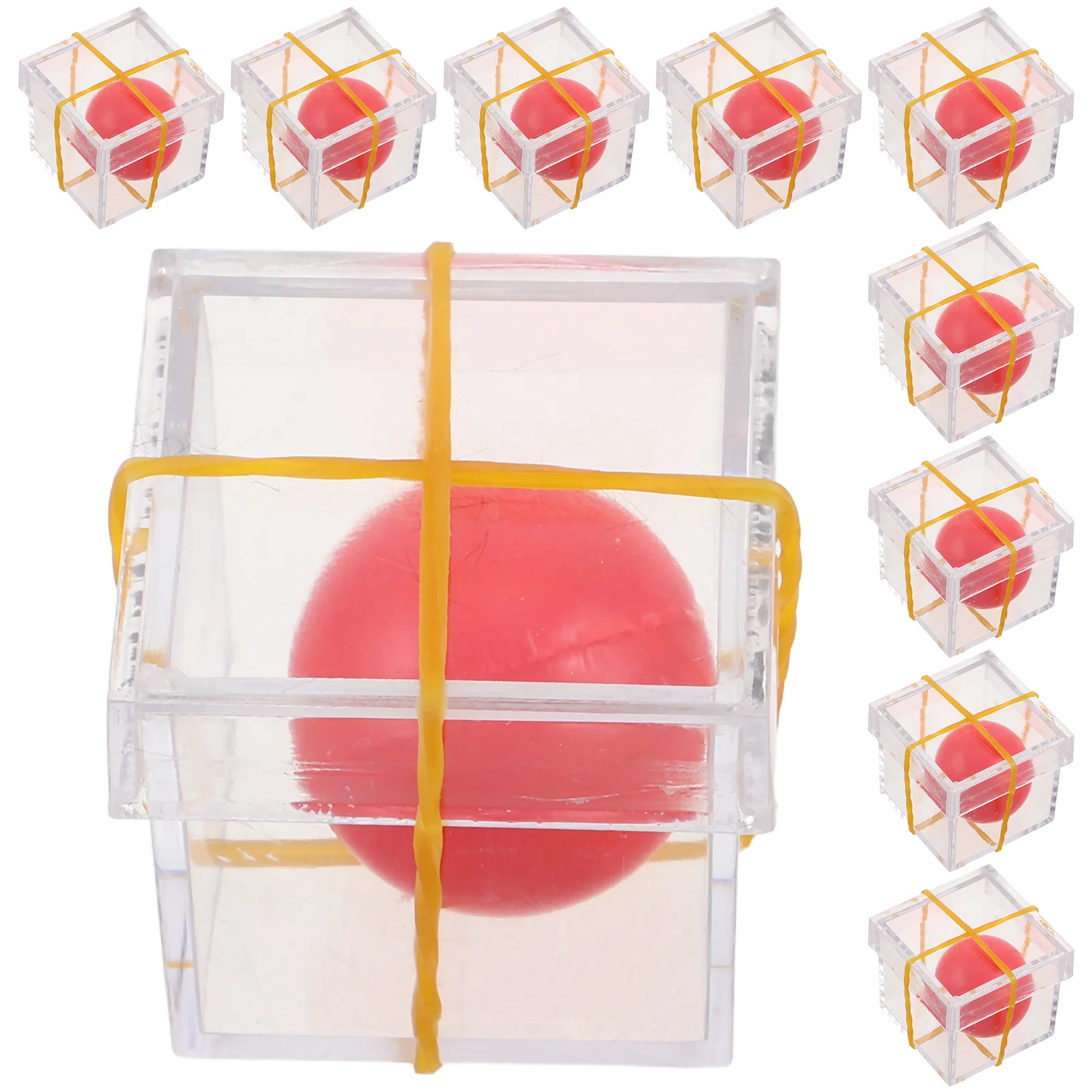 Juego de 10 juguetes: bola para penetrar, caja transparente, accesorio para trucos para escenario, actuación de fiesta, truco para principiantes, plástico pequeño portátil