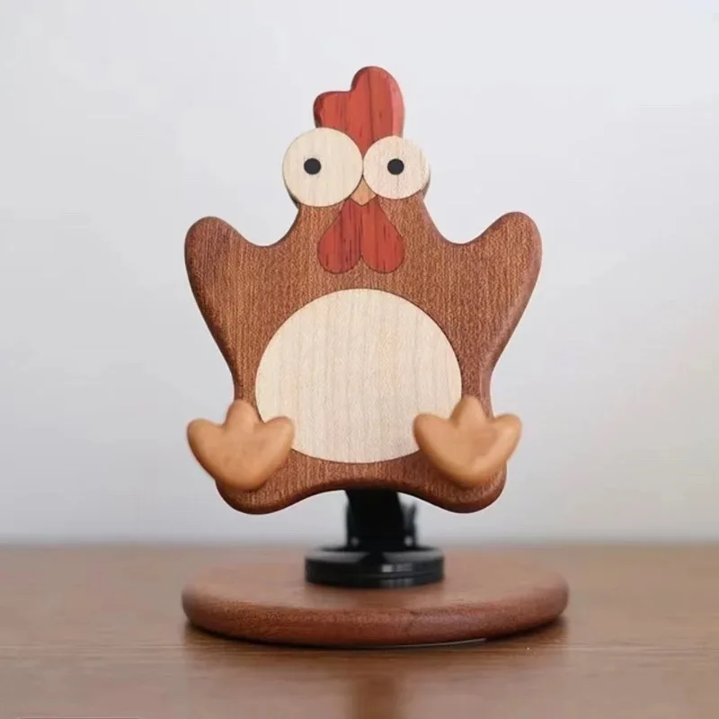 

Solid wood tabletop adjustable phone holder, cute and creative cartoon workstation tabletop adjustable decoration, perfect hand