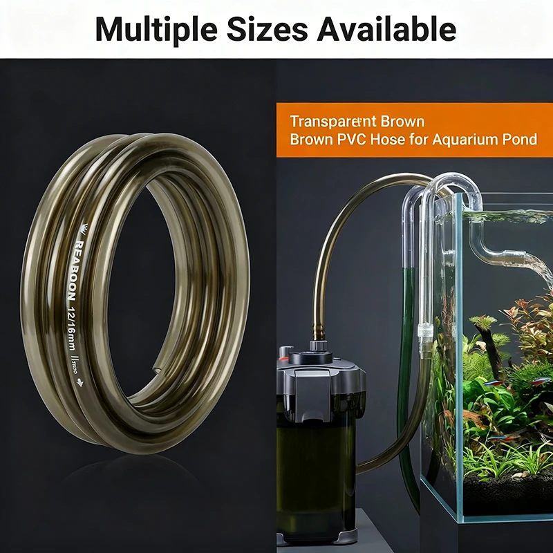 Transparante Bruine Flexibele PVC Aquariumslang 8-16mm Waterbuis voor Visbak Filterpomp Tuinbesproeiing