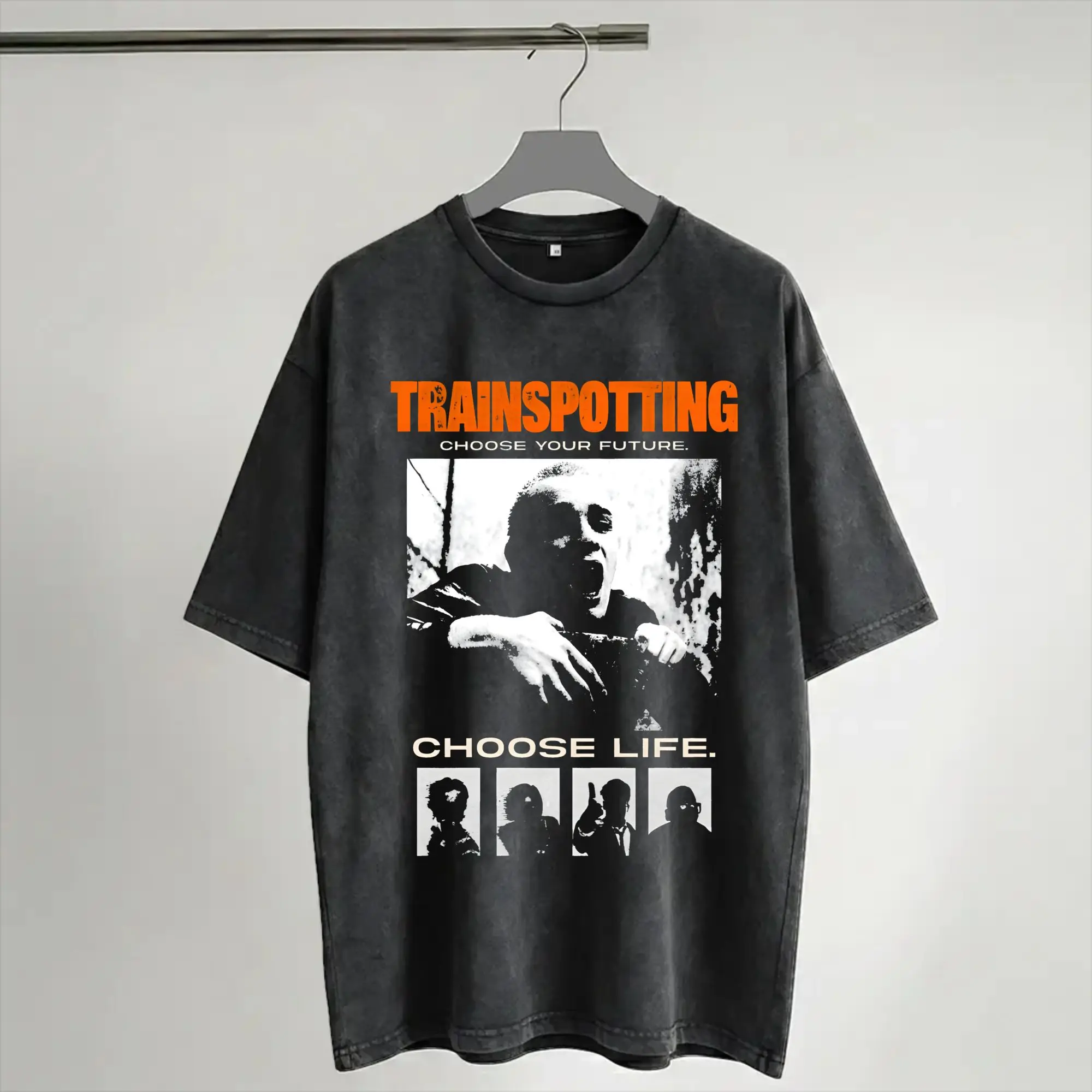 Trainspotting  Outfit Washed T Shirt Men Women Streetwear Hip Hop T-Shirt Summer  Tees Tops Short Sleeve