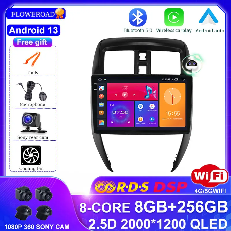 

Android 13 Car Radio For NISSAN VERSA SEDAN 2015 -2019 Multimedia Video Player Navigation GPS DSP BT Carplay Auto No 2 din 2 din