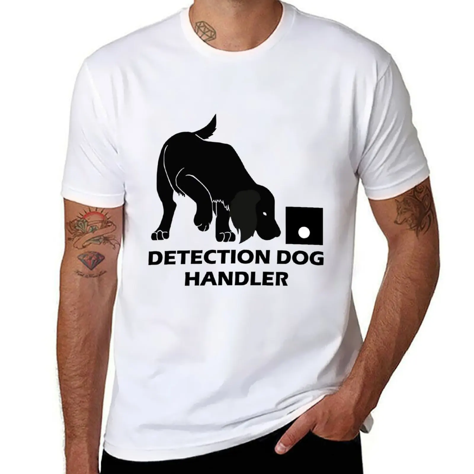 

Handler shirt (spaniel, Dog man cotton T-Shirt t black and white) t anime shirts for man heavy Detection