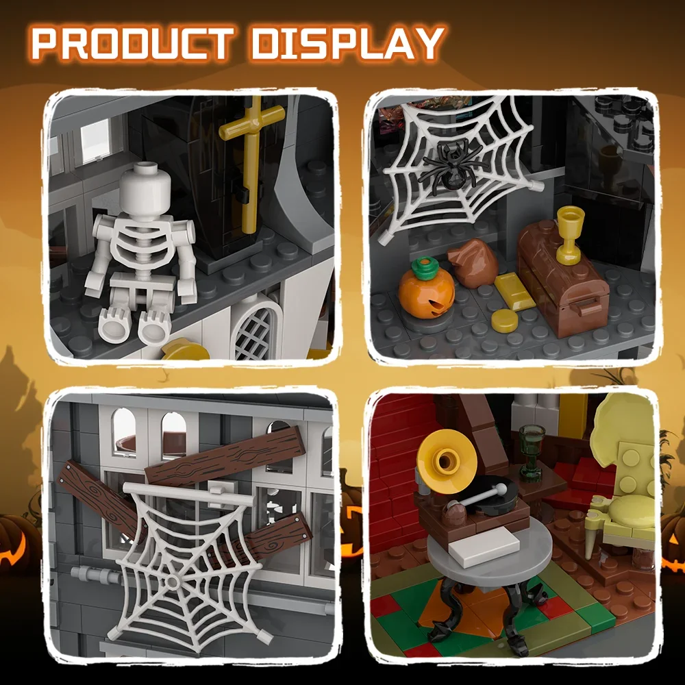 MOC Środa Rodzina Addamsów Klocki Model Horror Nawiedzony Dom Architektura Cegły Zabawki do Składania Prezent Urodzinowy dla Dzieci