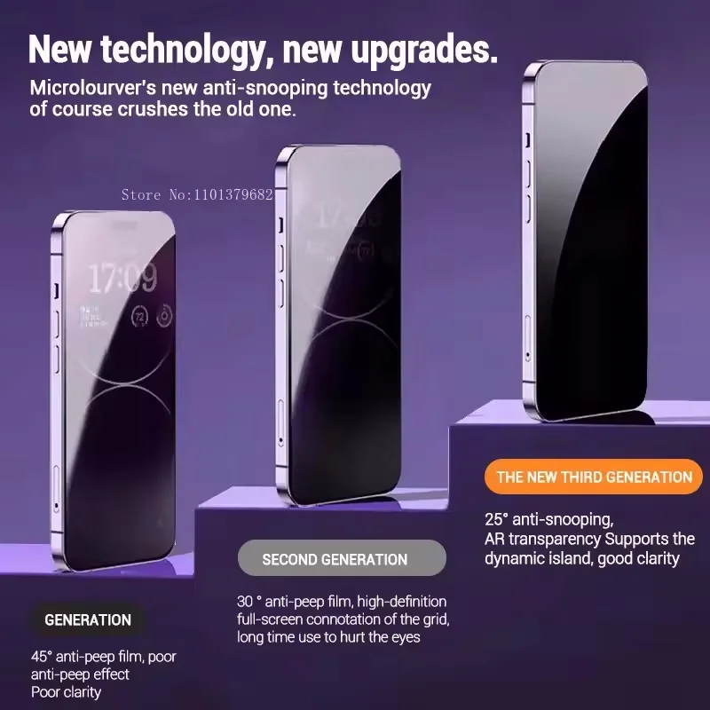 واقي شاشة مضاد للظهور لهاتف آيفون 16 13 12 14 15 Pro Max 3 قطعة زجاج مقسى خالٍ من الغبار مع غطاء تركيب محاذاة