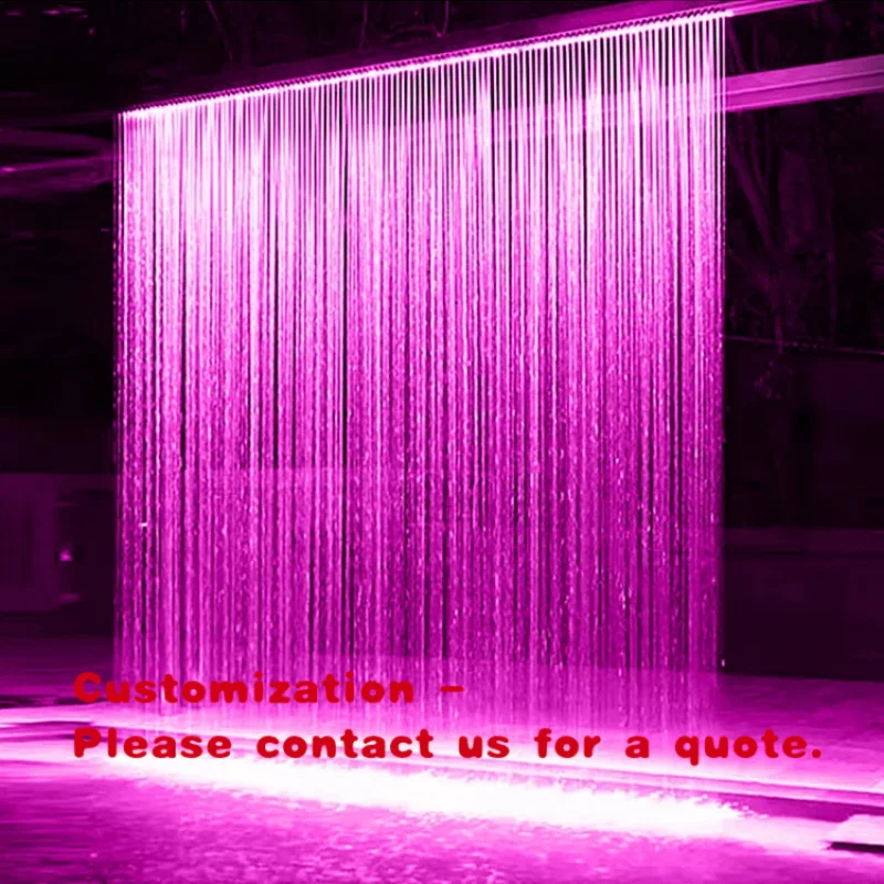 custom.Customized Stainless Steel Pull Wire Curtain Wall Rectangular Flowing Screen Partition Courtyard Waterfall Fo