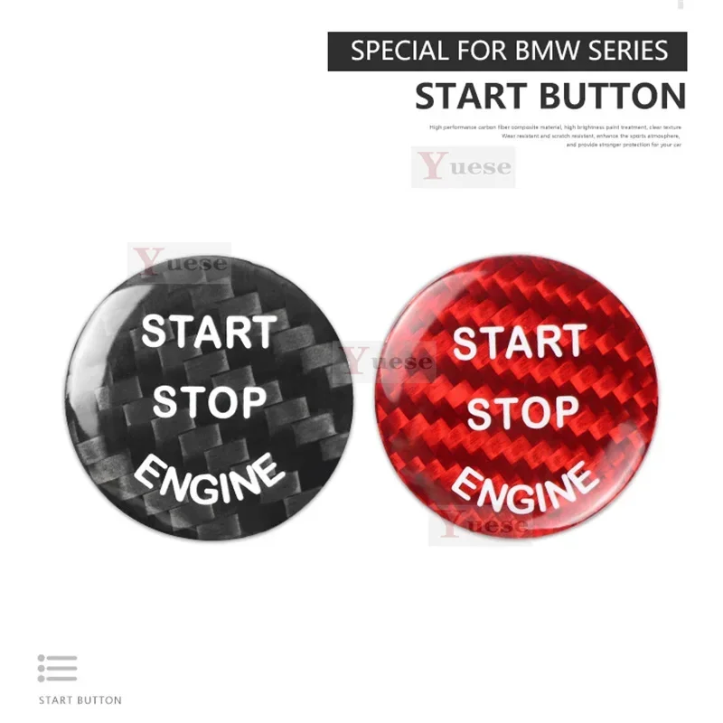 For BMW E72 E81 E87 E90 E91 E92 E93 E60 E83 E84 E89 Car Engine Start Stop Button Cover Real Carbon Fiber Sticker