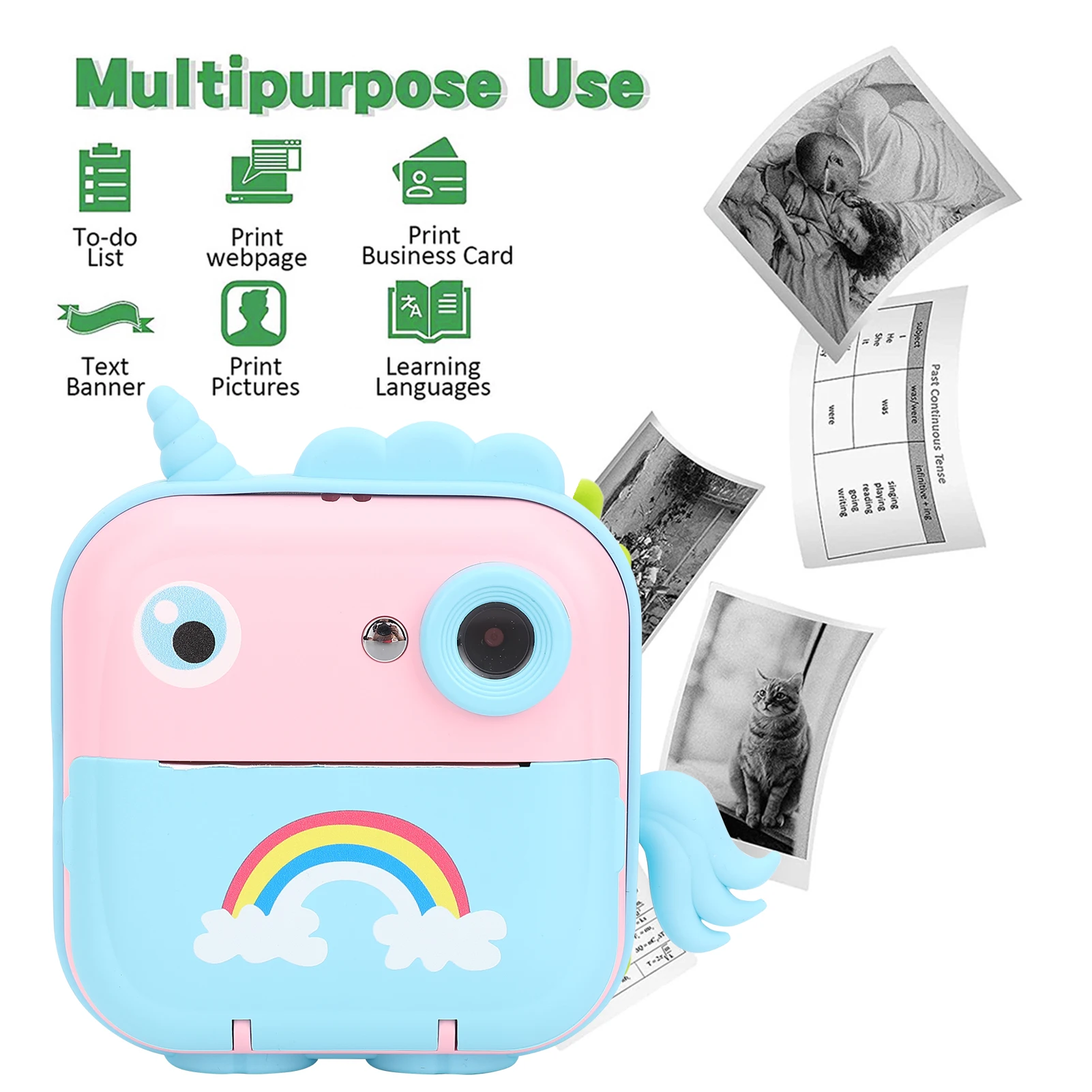 كاميرا أطفال كاميرا طباعة فورية 2.4 بوصة HD كاميرا فيديو رقمية للأطفال مع دعم تطبيق ورق الطباعة لعمر 3-14 سنة #4