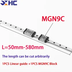 MGN9C MGN9 Miniature Stainless steel Linear Guide Rail +Slider Block L from 50mm to 1000mm For 3D Printer part MGN9C CNC parts