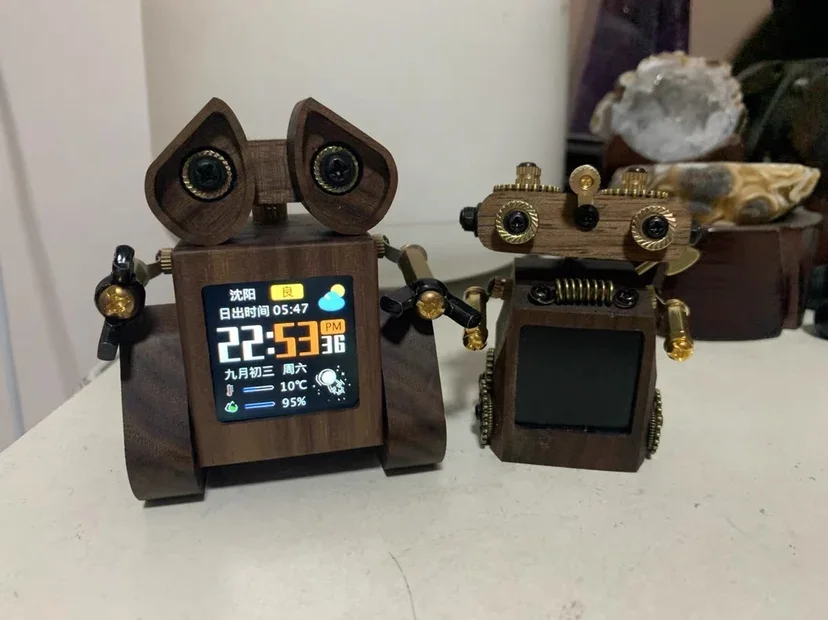 XIN Technology Premium WIFI Weather Forecast Alarm Clock Cyberpunk Robot Solid Wood Computer Desk