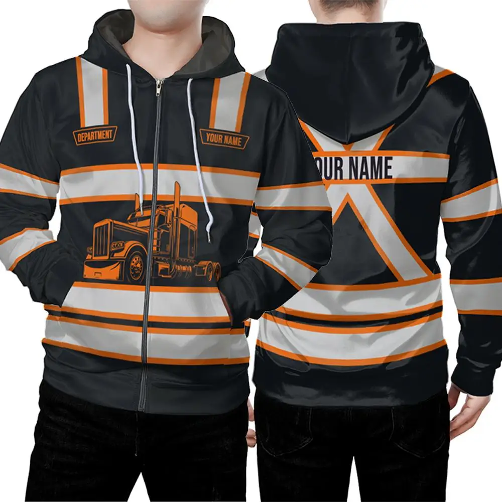 Truck Driver Custom Work Uniforms Men's Outdoor Construction Site Loose Casual Hoodie Autumn Winter Warm Long Sleeve Sweatshirt