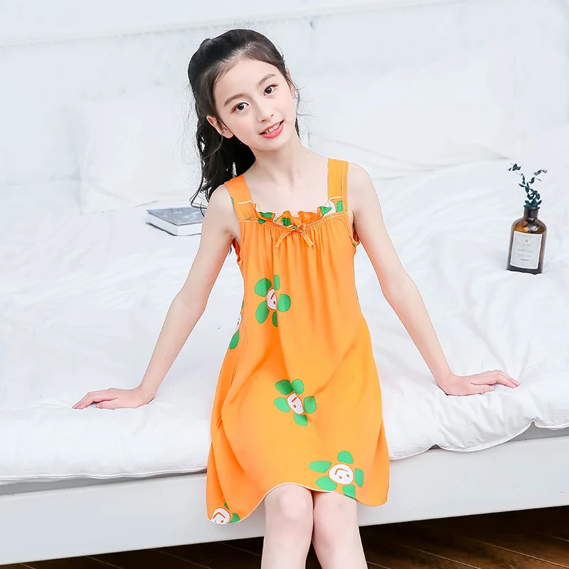 

Summer Thin Children's Suspender Sleepwear for Girls Summer Princess Dress for Girls Big Children's Home Dress for Daily Leisure
