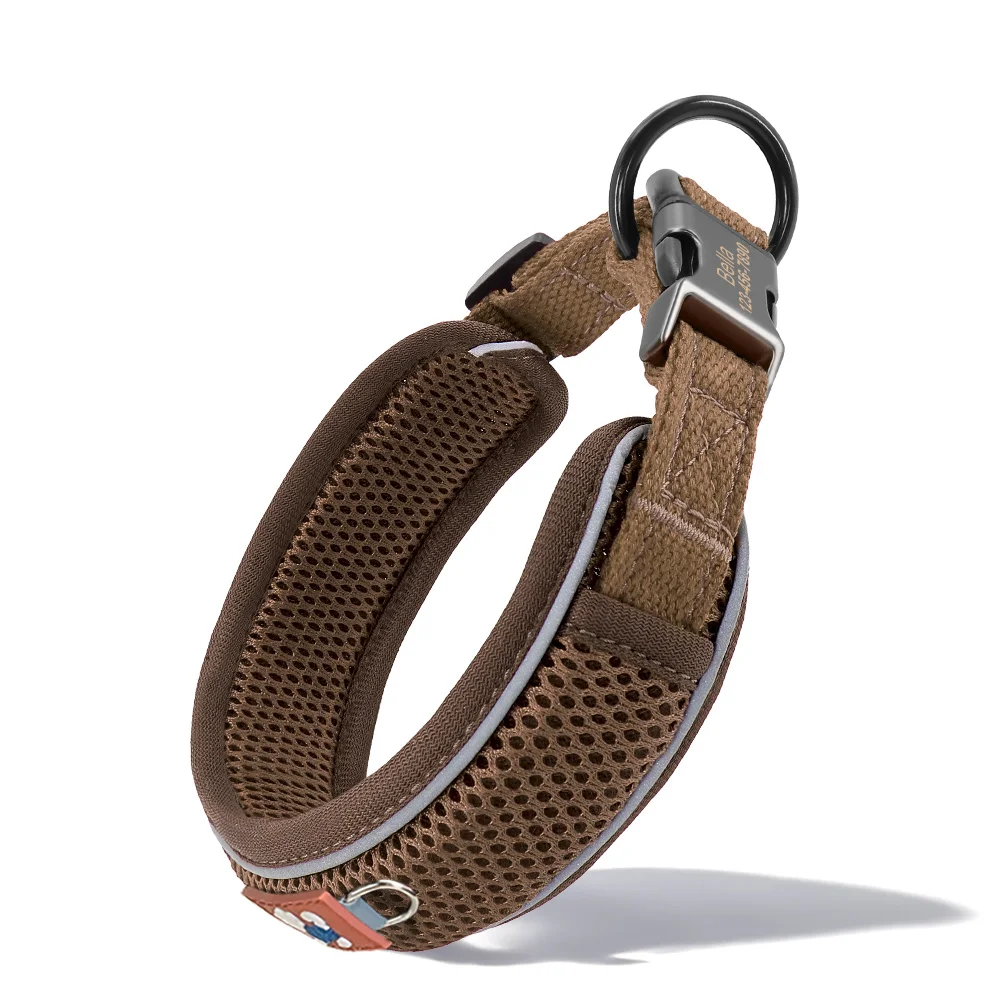 Personalisiertes Hundehalsband aus Mesh, atmungsaktiv, reflektierende Haustier-Halskette, langlebig, für kleine, mittelgroße und große Hunde, kostenlose Gravur – Detail 9