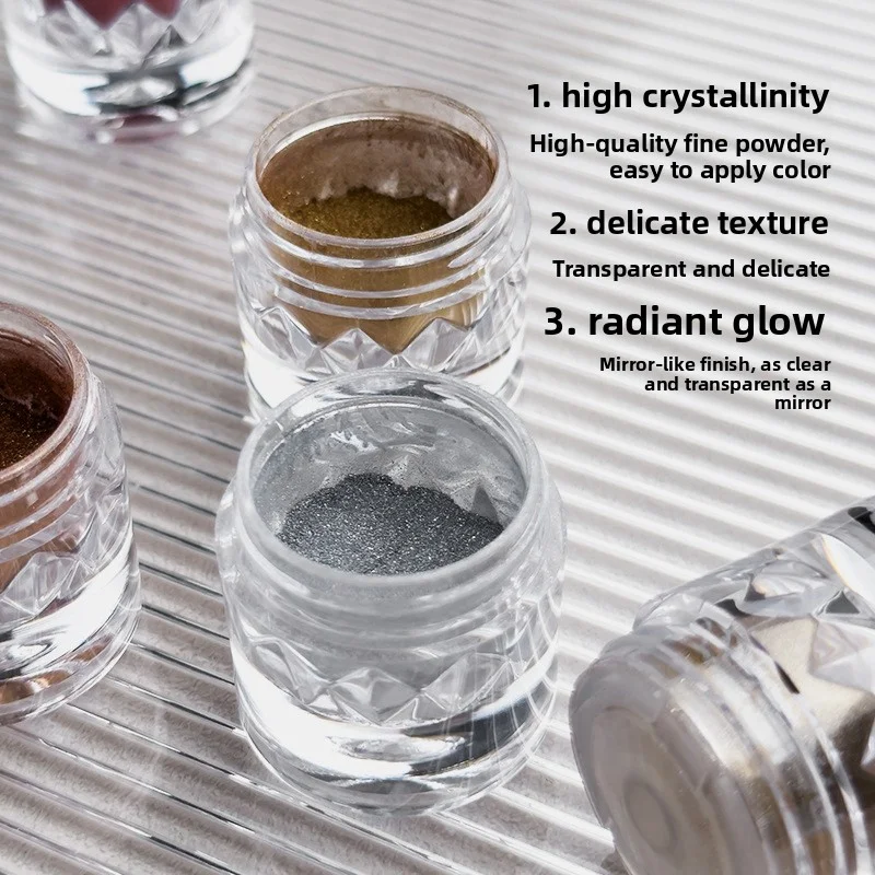 7 Colors Champagne Chrome Nail Powder Metallic Rubbing Dust Gel Polish Mirror Effect Gelatin Powder Manicure Decor Nail Art view 5