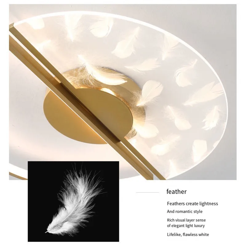 Modern LED Ceiling Chandelier Light For Bedroom Living Room Ceiling Lamp Indoor Lighting Feather Acrylic Lights Decorate Fixture