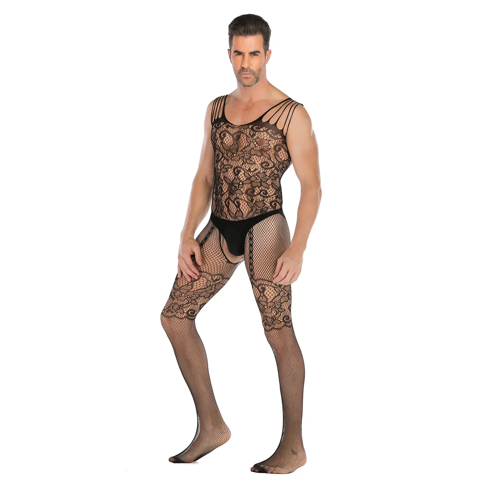 

Men Sexy Net Lingeries Open Crotch Bodystocking Sexy Skirt for Sex Bodysuit Sexual Toys Women Gay Men See Through Cloth