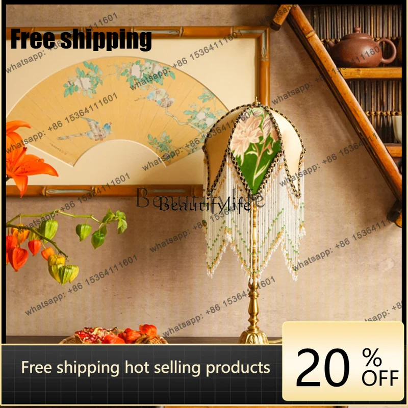Factory CustomizationOriginal new Chinese designer handmade national style retro bedroom living room atmosphere fabric luminous