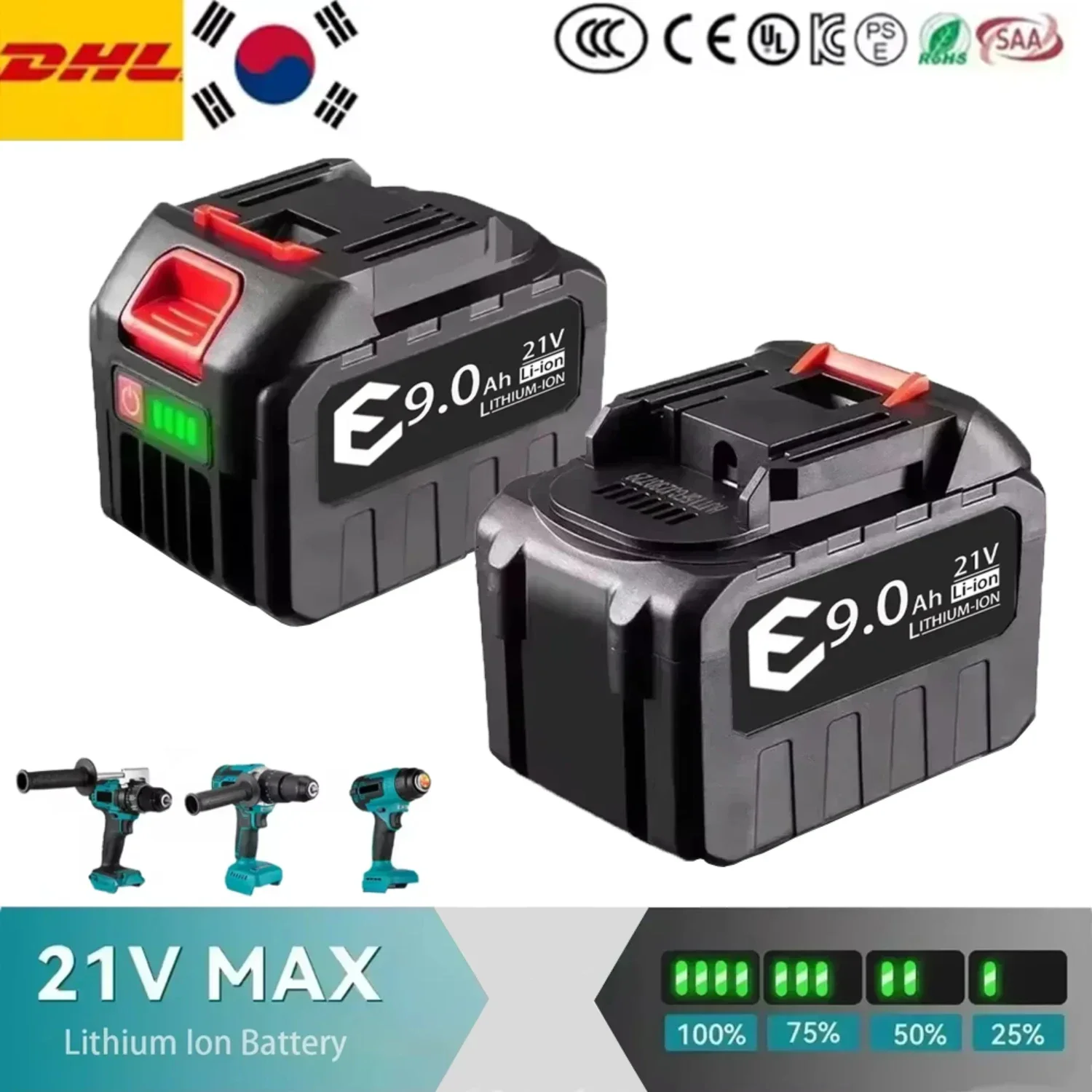 

18V 21V MAX Rechargeable Battery 928VF 9000mah Li-ion Battery BL1850B BL1830B BL1430B for Makita 21V Tool Replacement Battery
