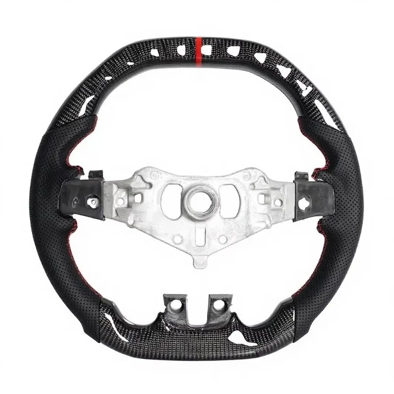 Custom Heating Vibration Stripe Color Perforated Leather Thickened Disk Body Flat Bottom Sport Steering Wheel for LYQ