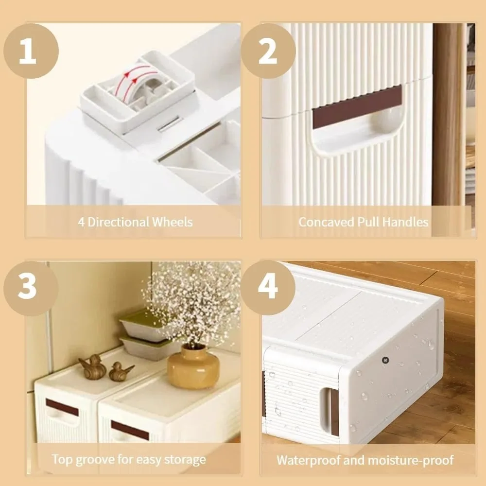 Narrow 5-Tier Storage Cabinet with Slim Drawers, Rolling Plastic Organizer for Living Room and Bathroom Use