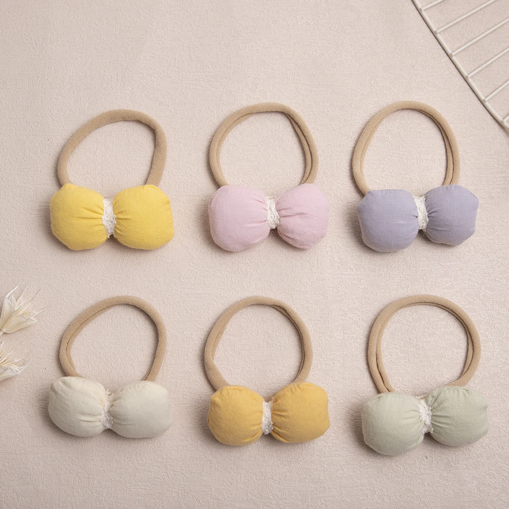 

36pc/lot Cotton Fabric Bow Nylon Headband Hair Clip Baby Girls Solid Spring Clip Hair Headband with Clips Girls Hair Accessories