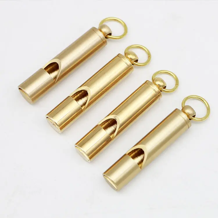 Brass Outdoor Survival Equipment Military Fan Supplies Retro Referee Brass Whistle Pure Survival Whistle Mini Keychain