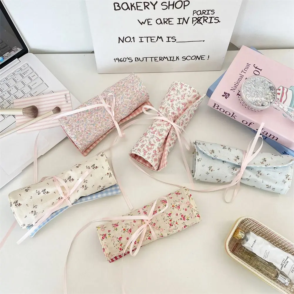 

Convenient Makeup Brush Bag Floral Pattern Large Capacity Cosmetic Storage Bag Beauty Tool Eyebrow Pencil Box