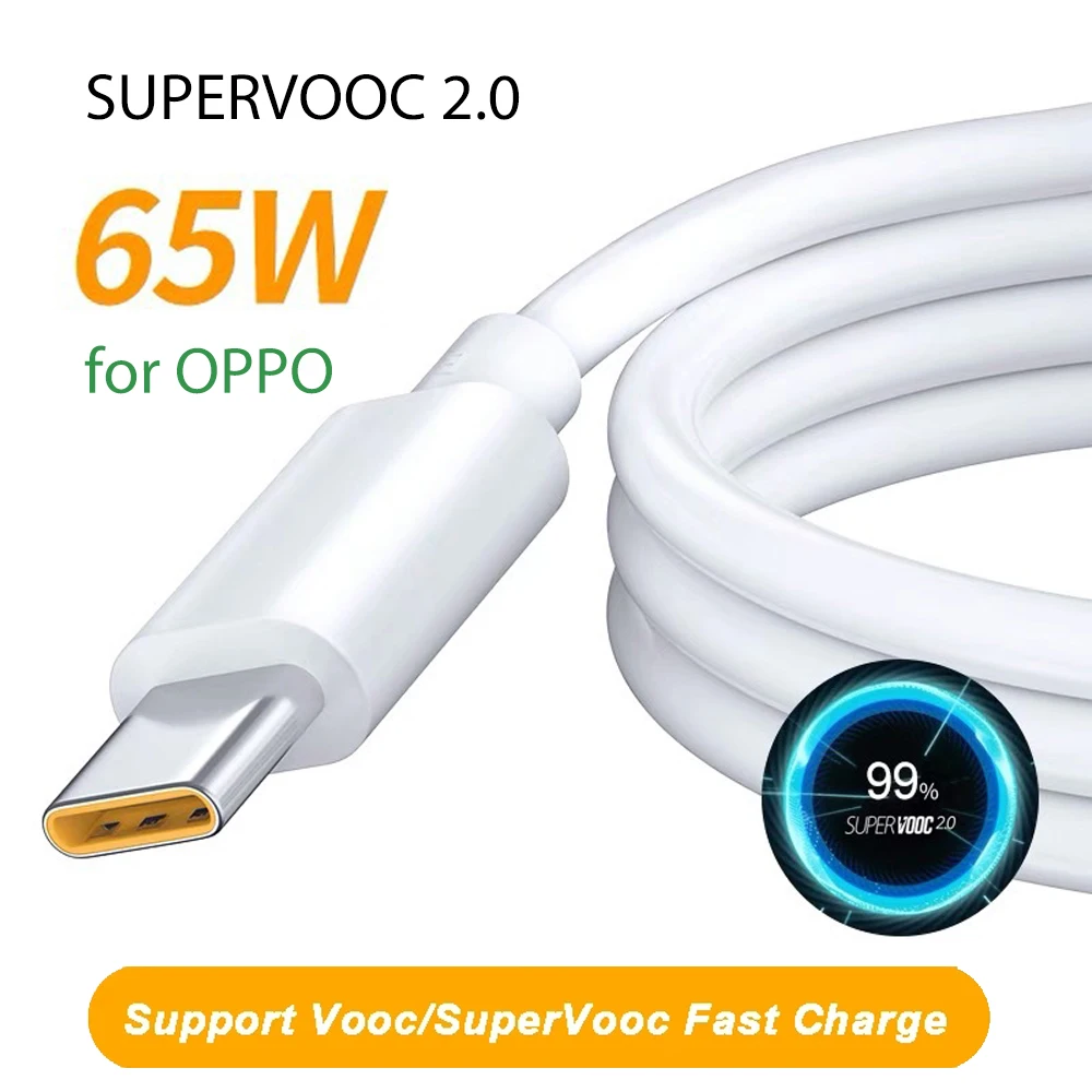 65W USB Type C Cable 6A Fast Charging Cable for OPPO Find X3 Pro Reno6 Pro 5G Realme 8 Pro X50 Pro 5G USB C Data Cable