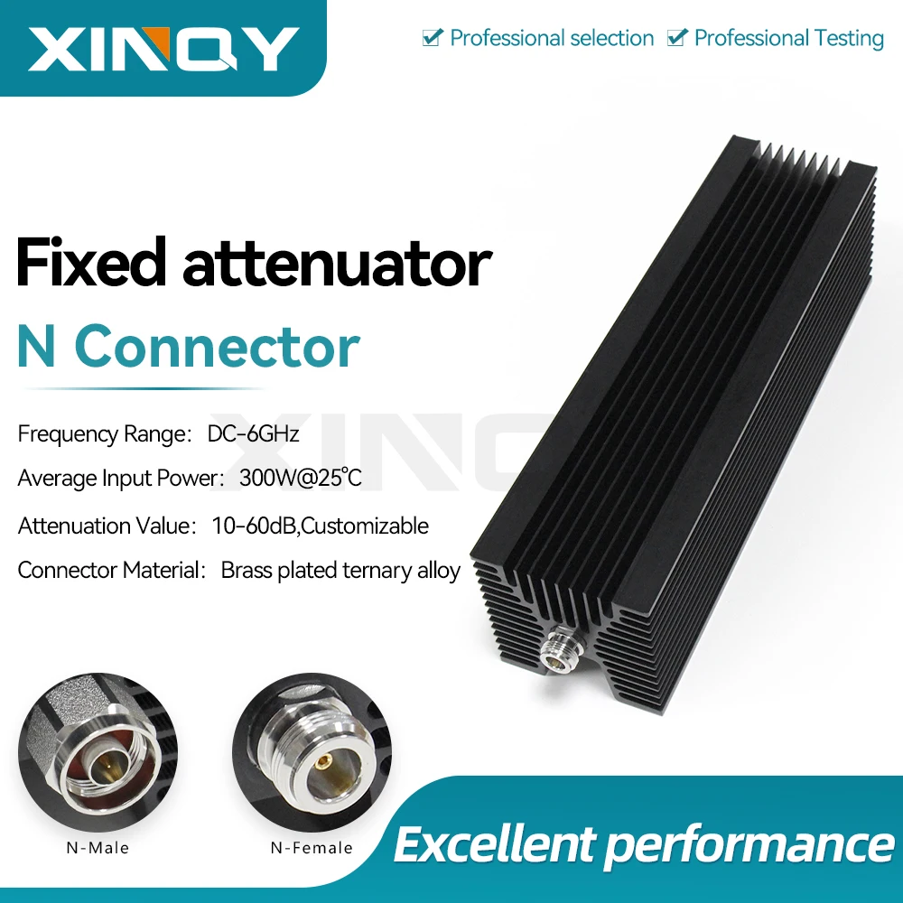 XINQY 300W High Power N-Type Male/Female Fixed Attenuator, DC-6GHz, 10dB,20dB,30dB,40dB,50dB,60dB