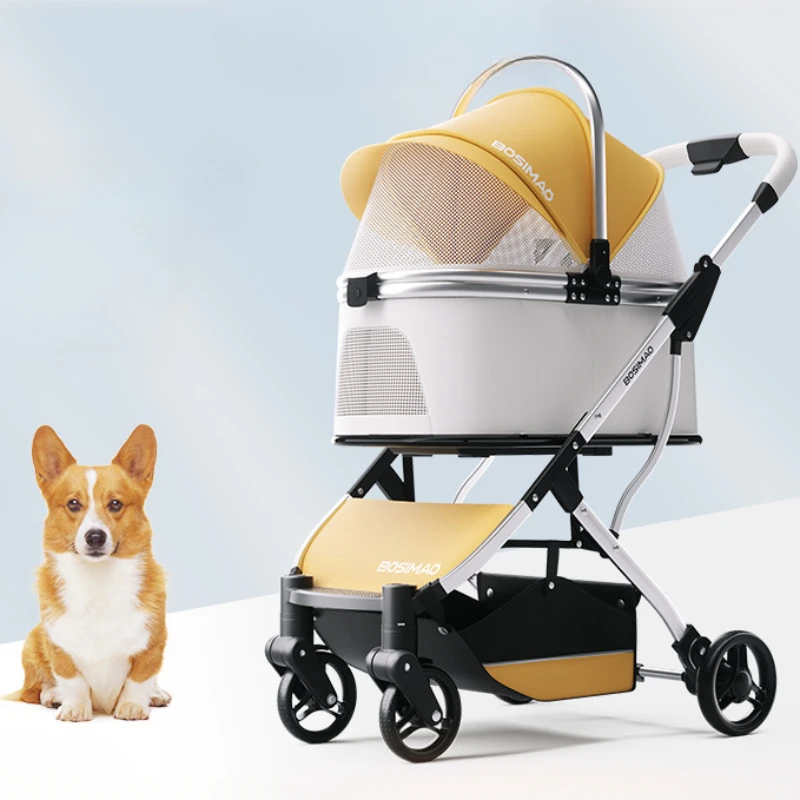 Lightweight foldable pet stroller Pet outing stroller Detachable cat stroller  pet basket Lightweight and breathable dag car