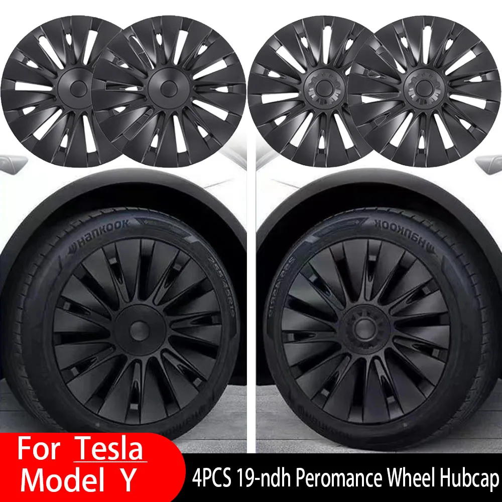 4PCS 19-Inch Wheel Covers For Tesla Model Y 2018-2024 Performance Automobile Replacement Hub Cap Full Rim Cover Accessories