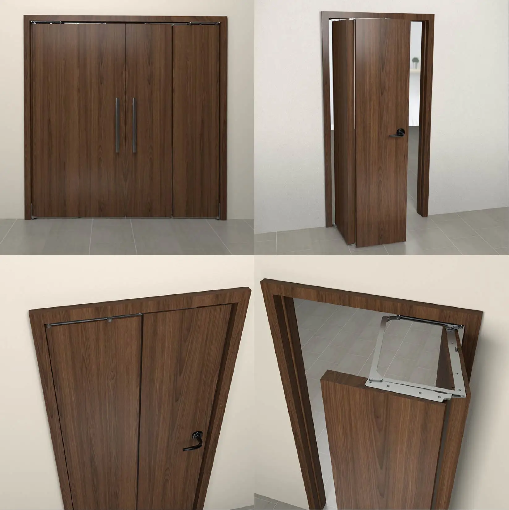 Stainless Steel Folding Door Hinge for Sliding Bedroom Toilet Doors Invisible Accessories Lower Rail Modern Design Wall Mounted