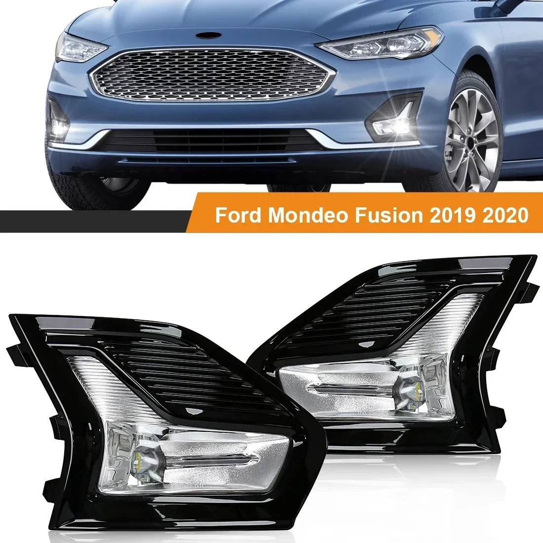 

LED Fog Lamps Car Accessories For Ford Mondeo Fusion 2019 2020 Car Front Bumper Assembly DRL Daytime Running Light Headlight 12V