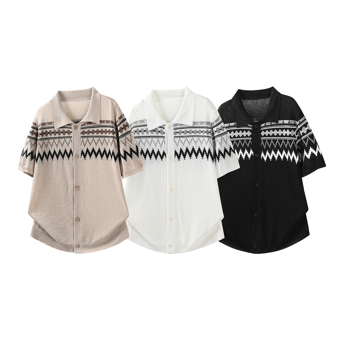 Summer Old Money Fair Island Linen Knitted Lyocell High-Quality Short-Sleeved T-Shirt