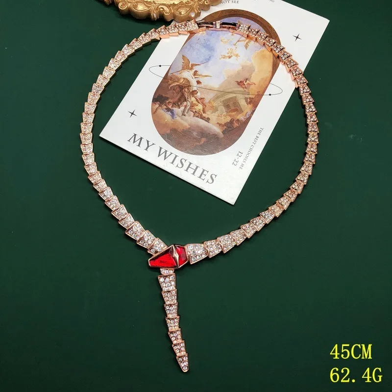 

Exquisite Fashion Retro Jewelry Rhinestone Snake Exaggerated Personality Necklace Accessories Rose Gold Versatile