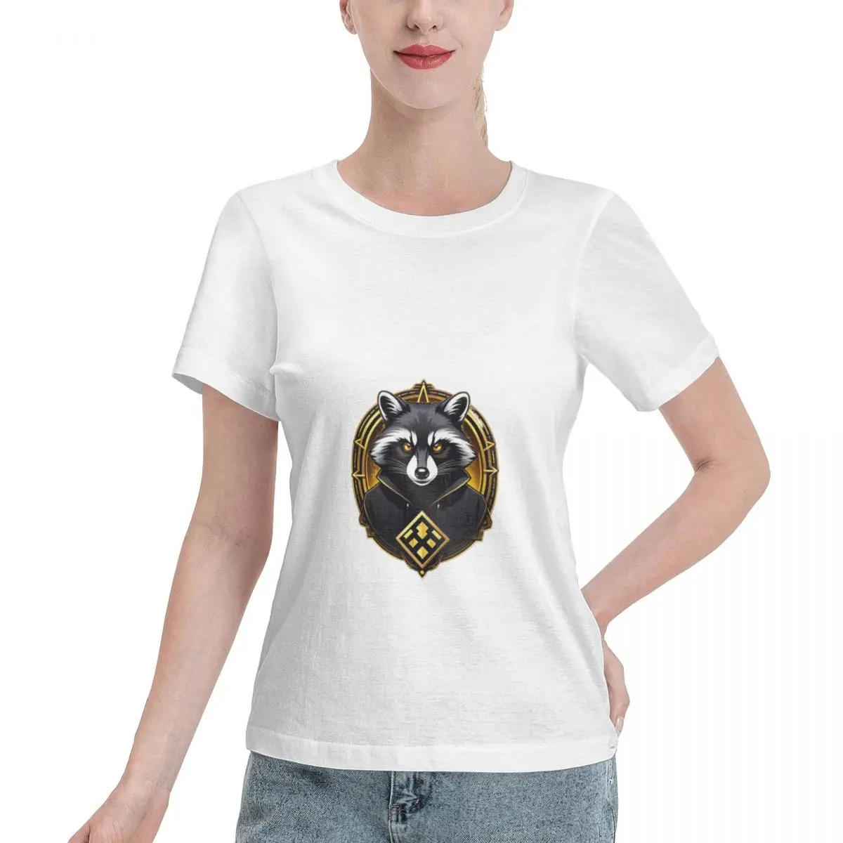Discount Hacker Racoon Women's T-shirt Loose Outdoor Casual Top