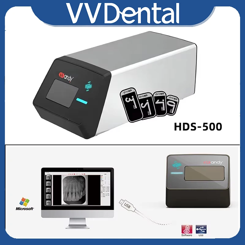 VVDental التصوير الرقمي لوحة الفوسفور الماسح الضوئي الأشعة السينية فيلم داخل الفم CR آلة المسح الضوئي مفيد HDS-500 نظام التصوير الماسح الضوئي