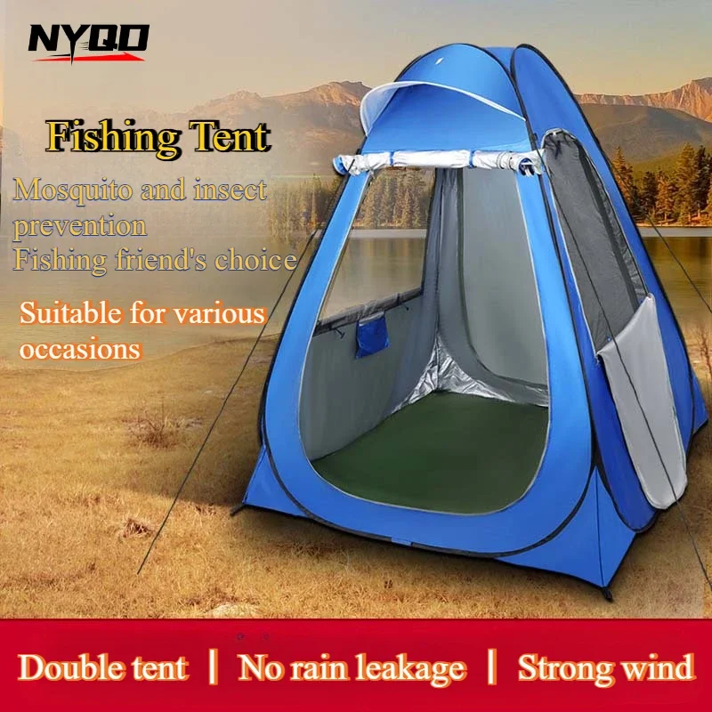 Camouflage Ice Fishing Tent For 1Person Anti-mosquito Rain-proof Sunscreen Double Doors 2Windows Pop Up Quick Open 150*150*190Cm