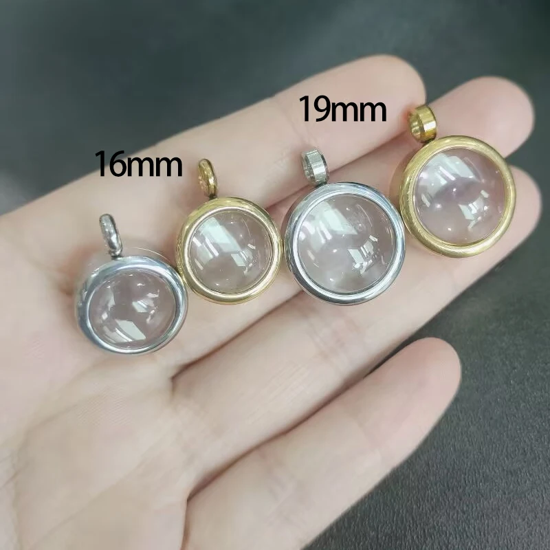 

5 шт./лот, подвеска-медальон из нержавеющей стали с двойным изогнутым стеклом, толстое стекло 16 мм, 19 мм, для изготовления ожерелий
