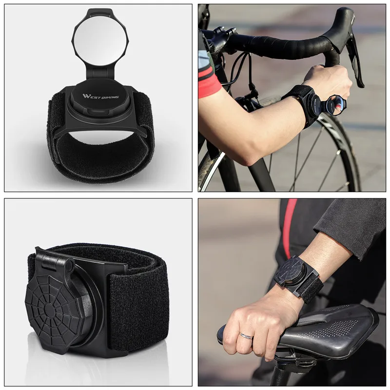 WEST BIKING Mini Bike Rearview Mirror Wrist Adjustable Rotatable Rear View Mirror Armband Reflector MTB Road Cycling Accessories