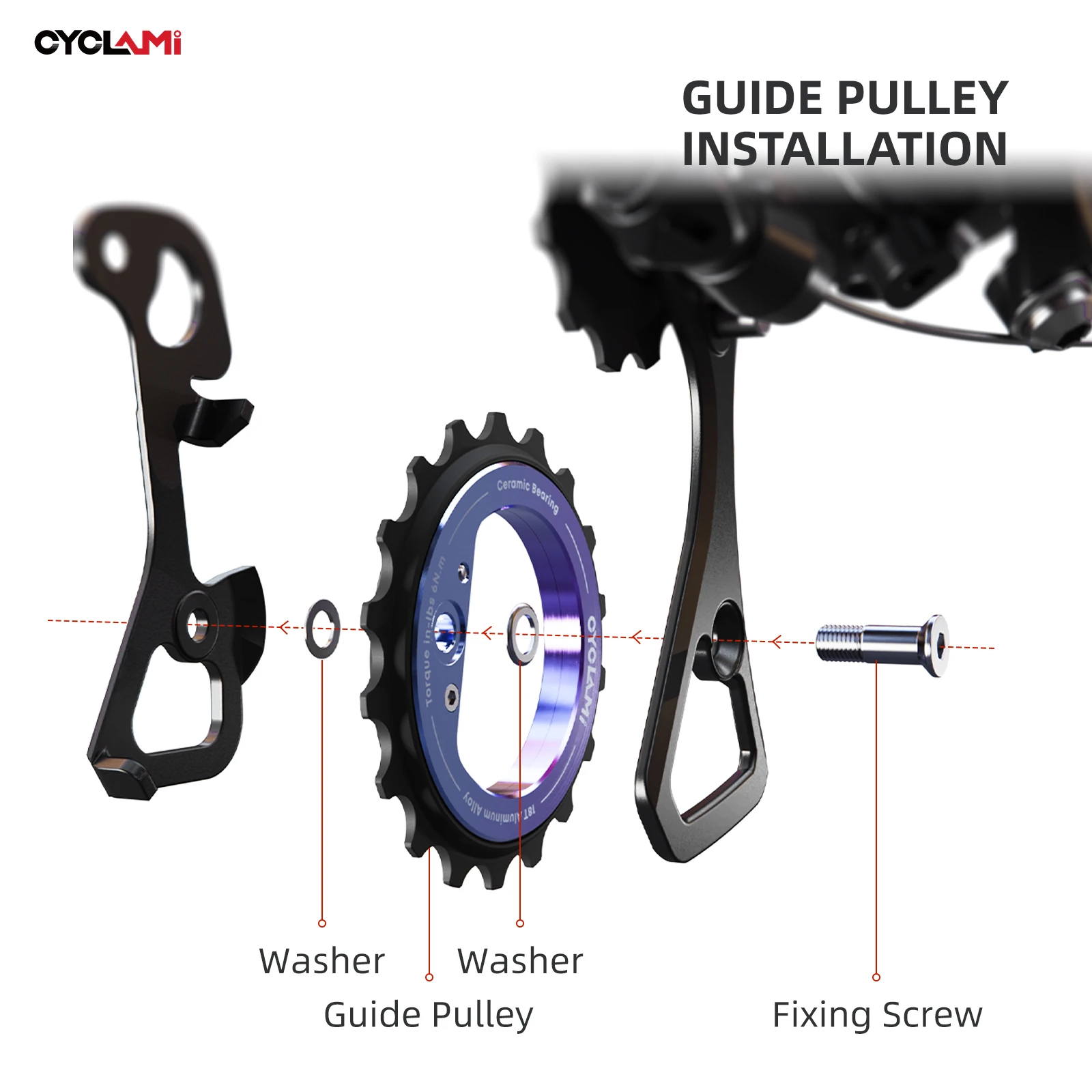 

CYCLAMI 18T велосипедный жокей-колесо, задний переключатель, керамический шкив, направляющая для велосипеда для шоссейного велосипеда AXS RED L-TWOO ERX ER9 R9 R7