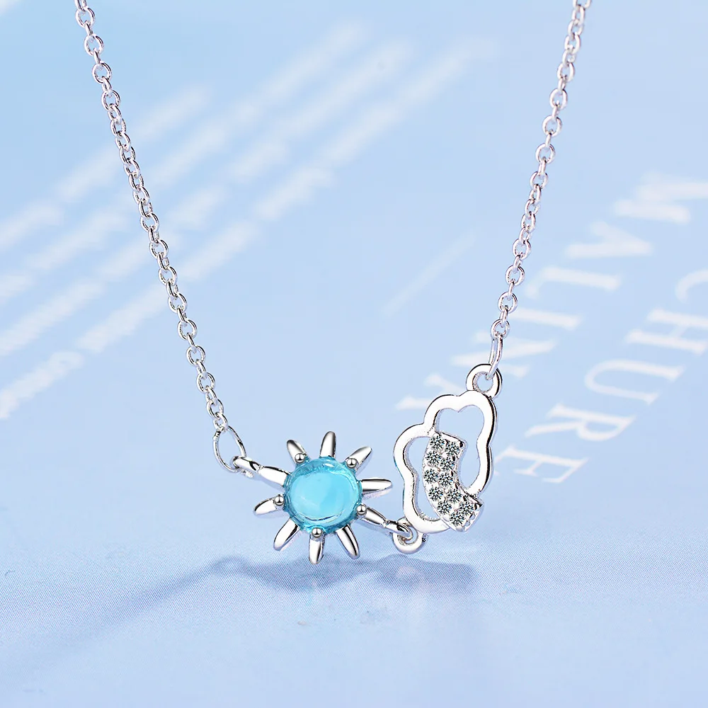 

925 Sterling Silver Cloud Star Blue Crystals Neck Chain Necklaces For Women Luxury Jewelry Accessories Everything